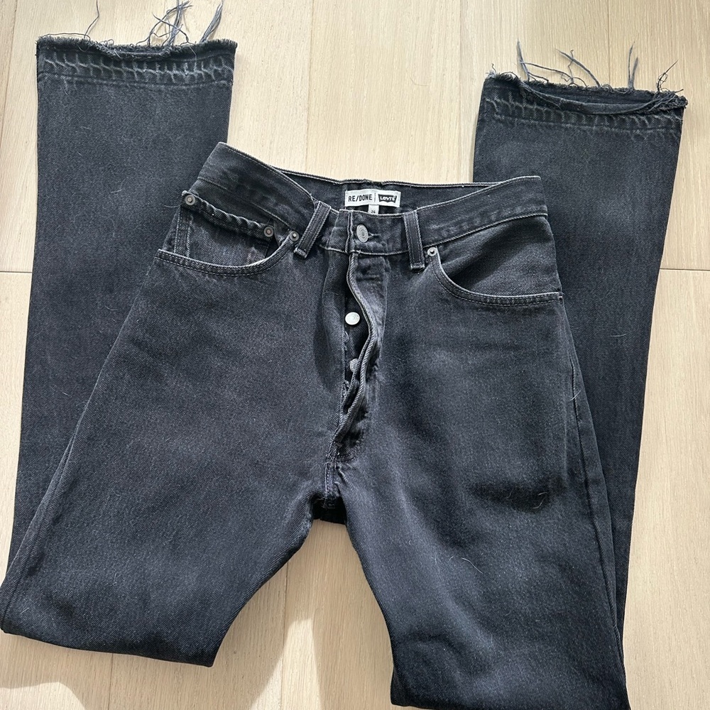 Redone size 26 black jeans worn once!!